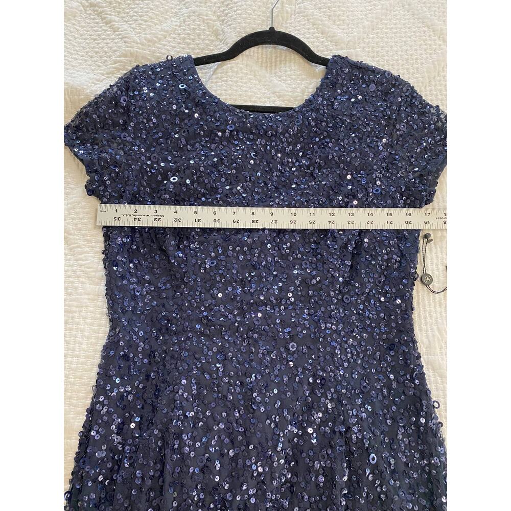 NWT ADRIANNA PAPELL DRESS GOWN 10 NAVY BLUE MOTHER OF THE BRIDE EVENING FORMAL - Picture 14 of 16